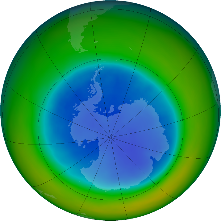Antarctic ozone map for August 2007